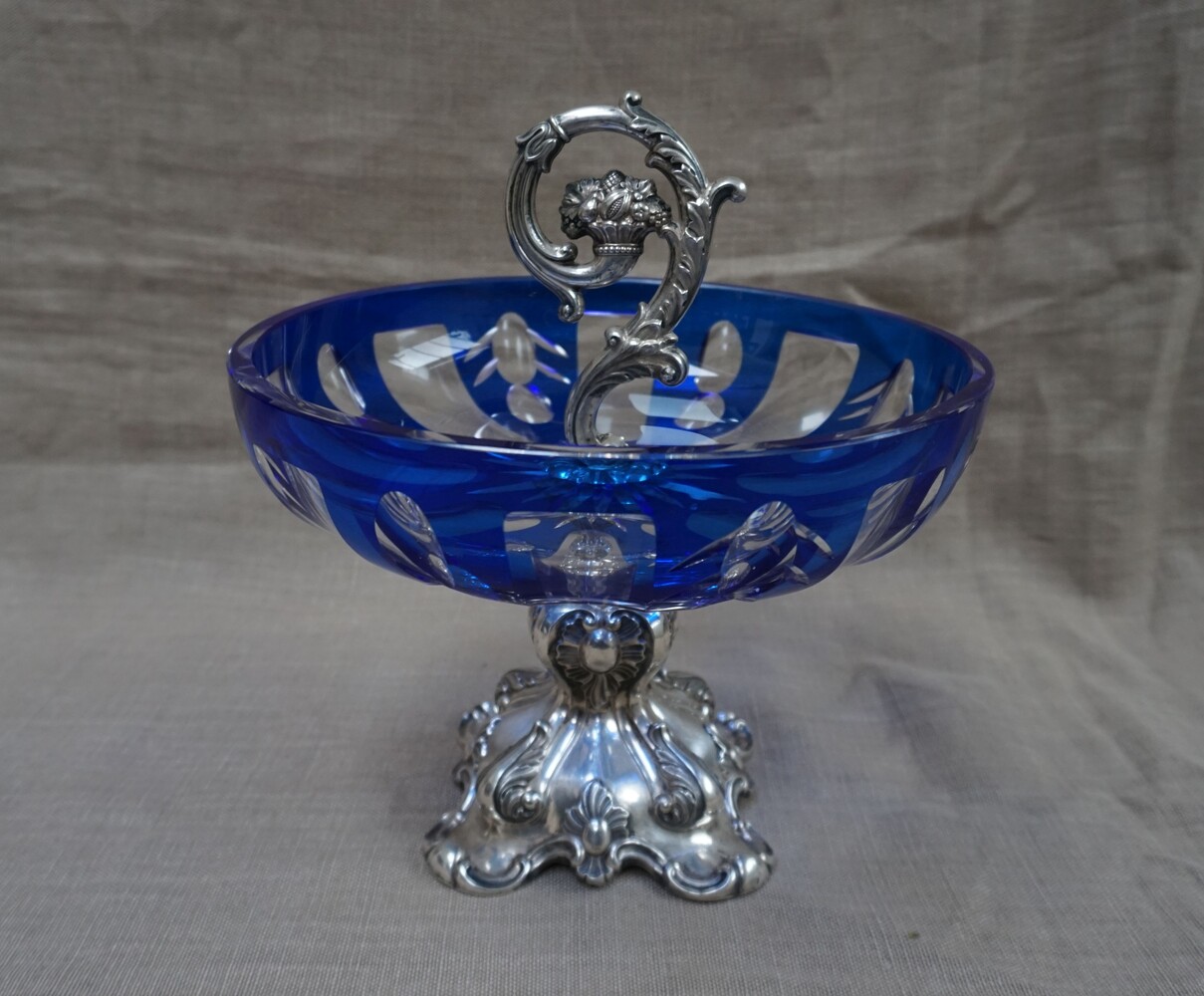 Bohemian glass Tazza with silver baseSOLD