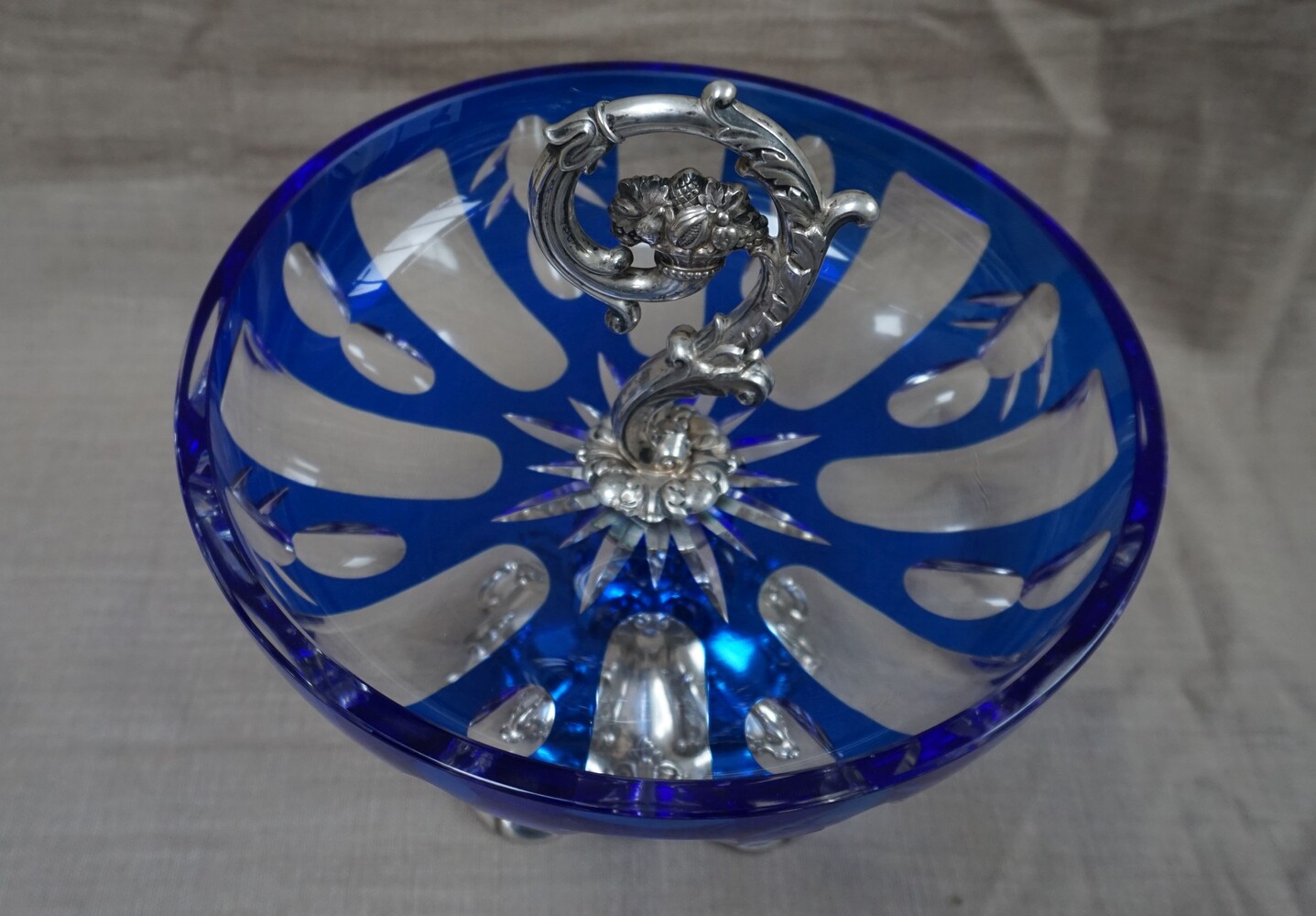 Bohemian glass Tazza with silver baseSOLD