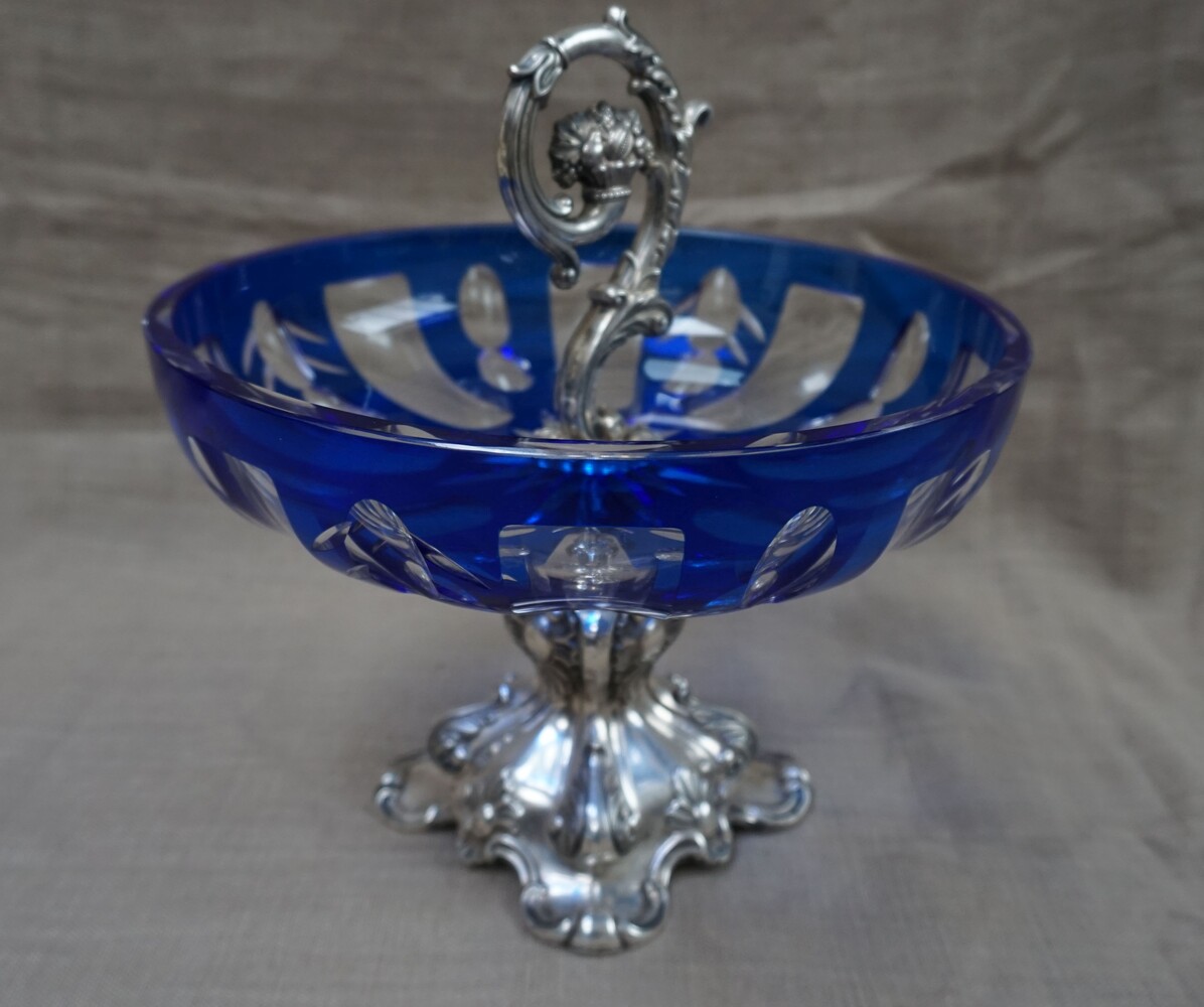 Bohemian glass Tazza with silver baseSOLD