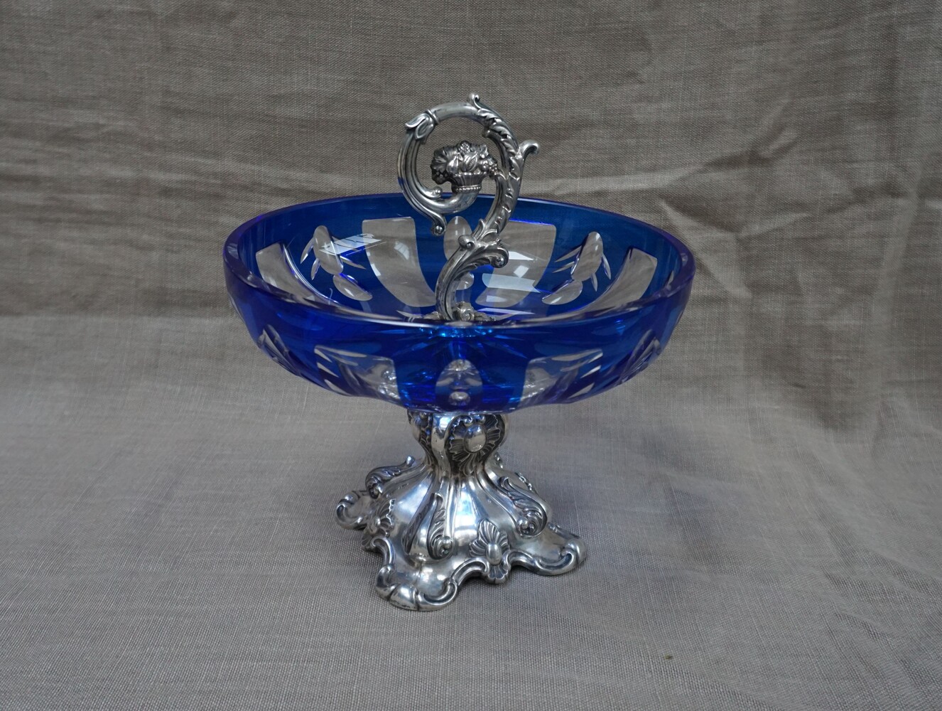 Bohemian glass Tazza with silver baseSOLD