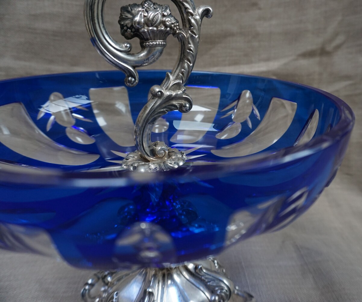 Bohemian glass Tazza with silver baseSOLD