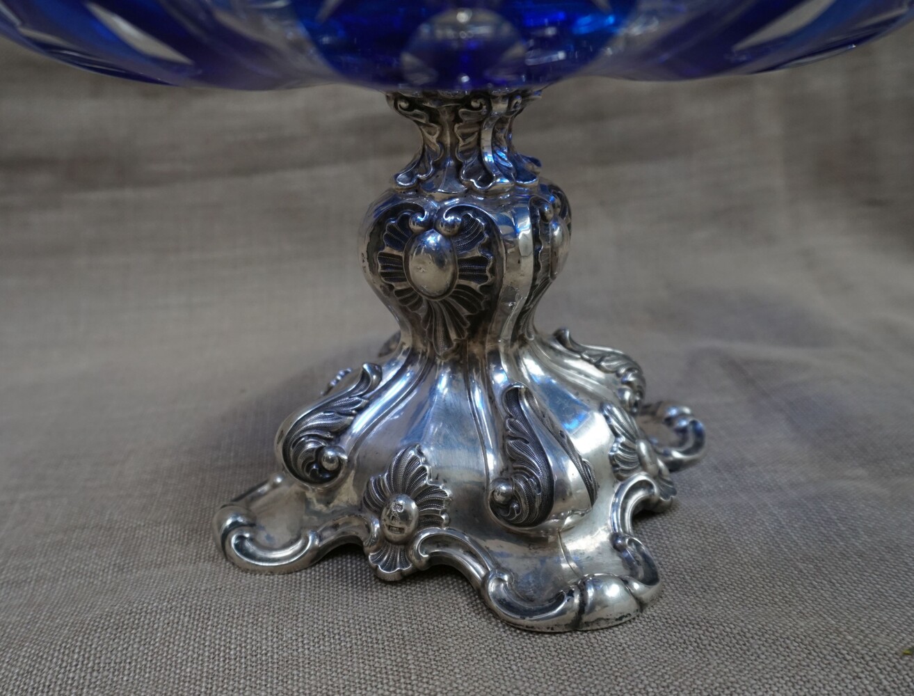 Bohemian glass Tazza with silver baseSOLD