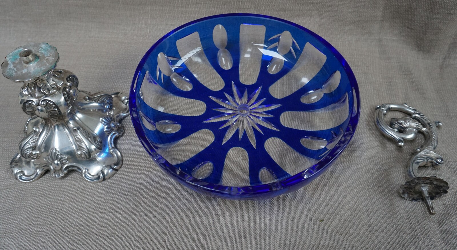 Bohemian glass Tazza with silver baseSOLD