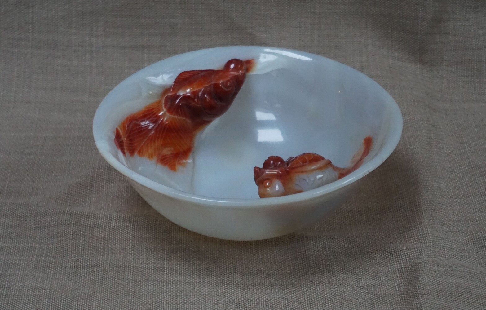 Carved Agate bowl with fishSOLD