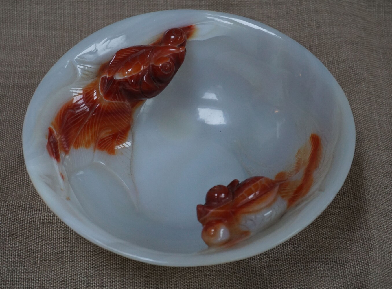 Carved Agate bowl with fishSOLD