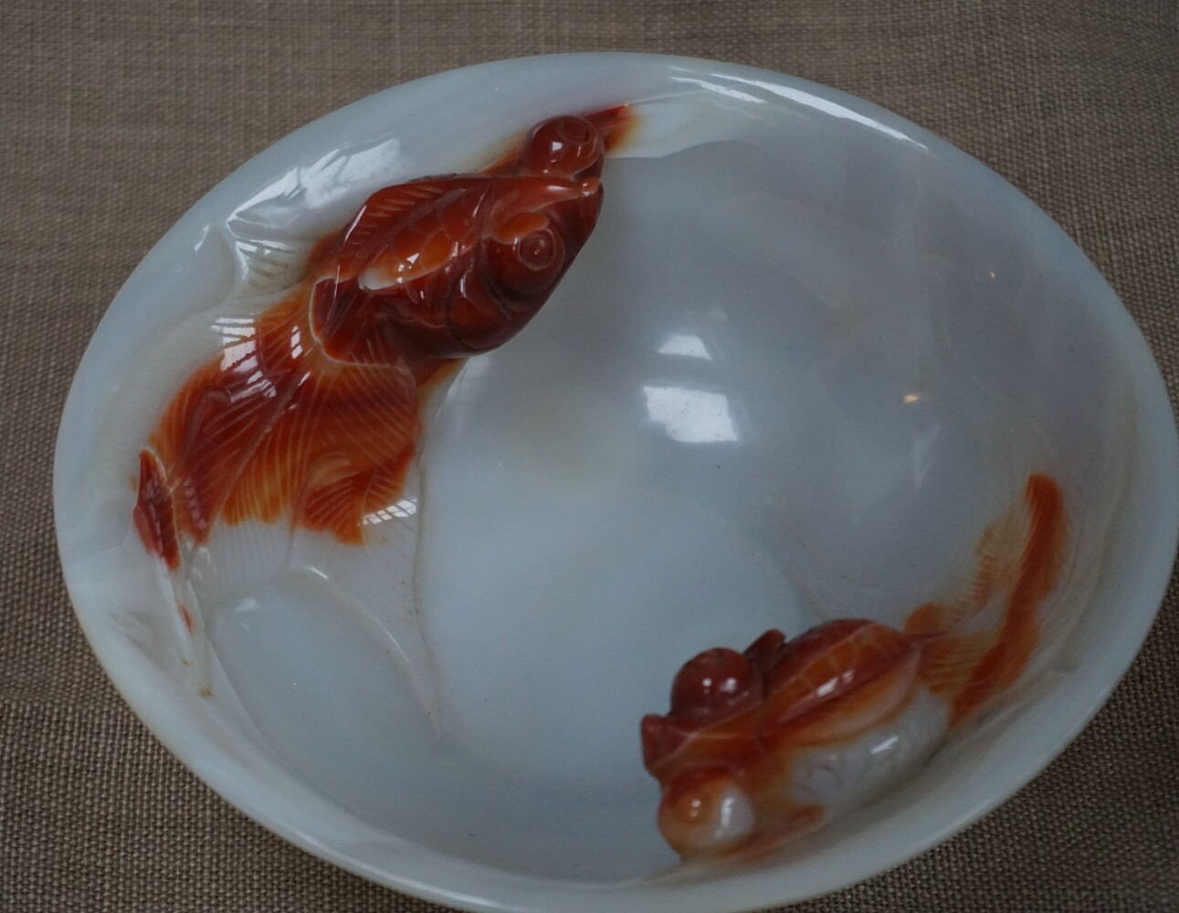 Carved Agate bowl with fishSOLD