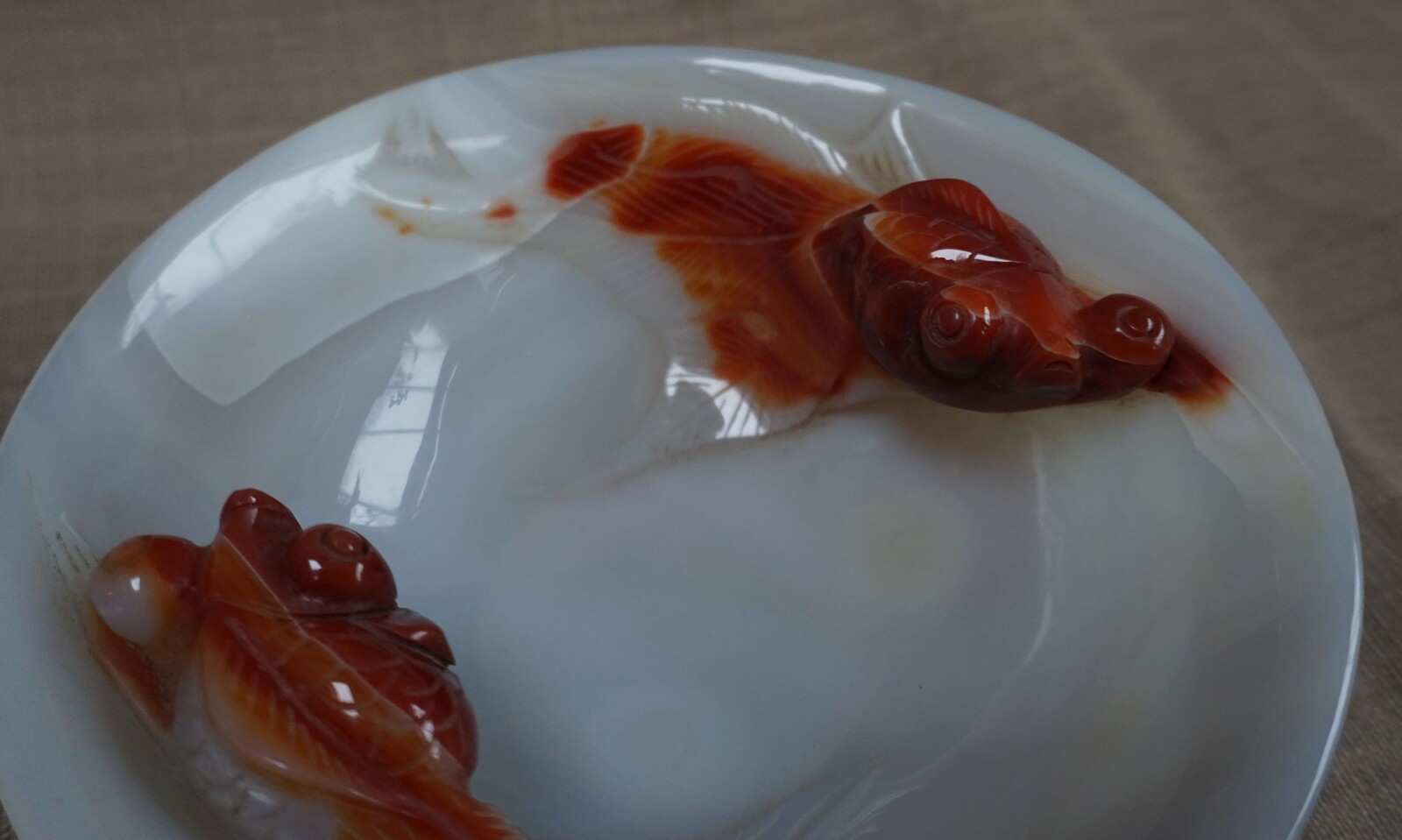 Carved Agate bowl with fishSOLD