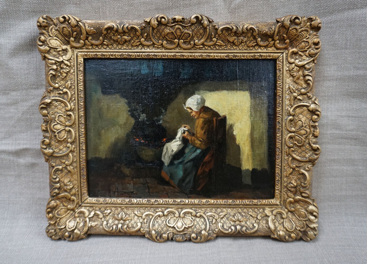 H van Langen (1874-1964) Interior paintingSOLD