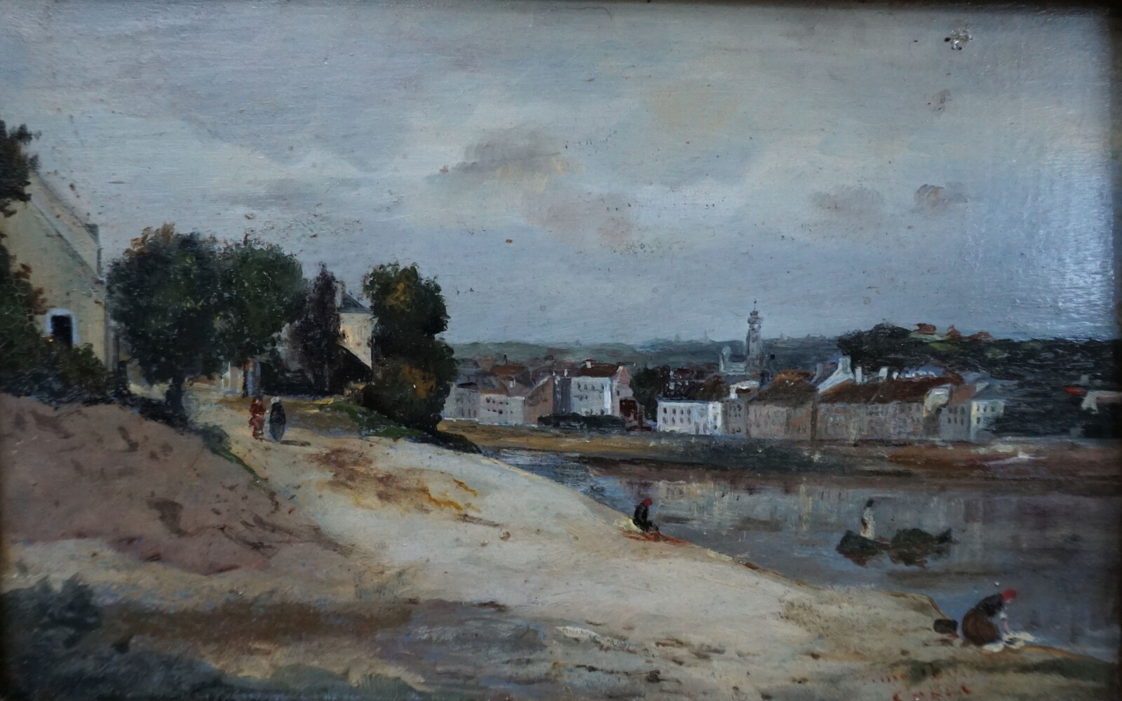 Village scene on the banks of the SeineSOLD